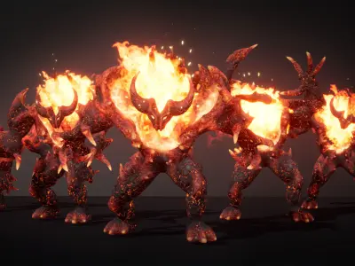 Hell Golem Guard Low-poly game engine ready 3D model Low-poly 3D model