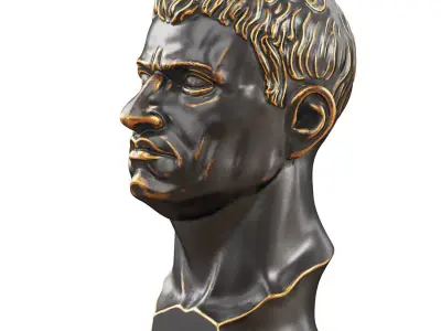 Metal head of Gaius Julius Caesar 3D model