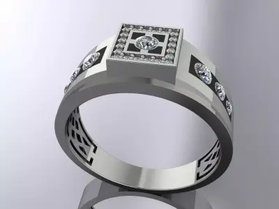 Mens Elegant Ring Gold Jewlery Brand 3D print model