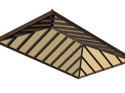 Hip roof  with clay tile 2302 3D model