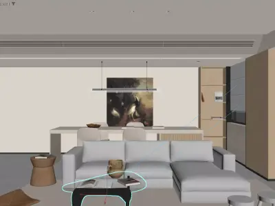 Mid Century interior scene 3D model