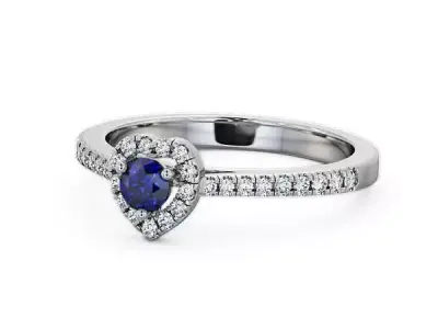 stl file heart sapphire and diamond ring 3D print model