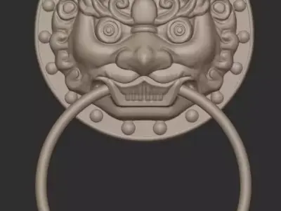 Chinese Style Beast Head Door Knocker 1 - High Poly 3D Model 3D print model