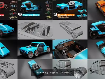 15 car ready for game 3D Model Pack