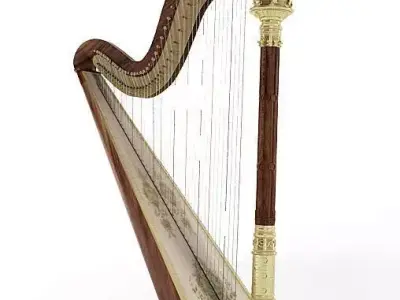 Musical Instrument  Wooden Harp 3D model