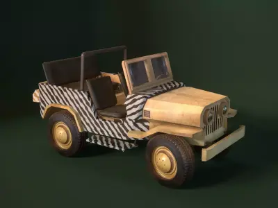 stylized safary car Low-poly 3D model