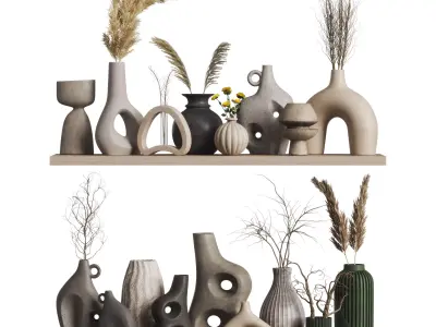 Decorative set 17-Vase collection02 3D model