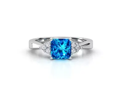 ZDR024 topaz and diamond ring 3D print model