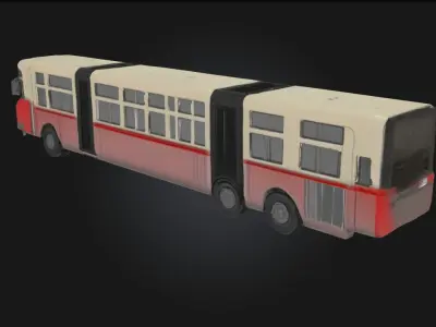 Articulated Red Bus Model  Urban Transit Vehicle  3D model