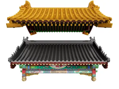 Chinese eaves Low-poly 3D model