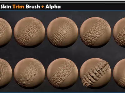 Dragon Skin Trim Brush  Alpha Vol 07 3D model