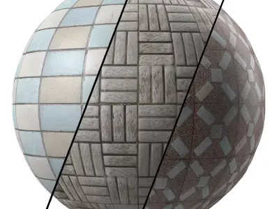 Tiles Materials- 3 Patterns Paving  Pbr 4k Seamless Low-poly 3D model