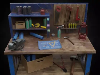 Gameready Workbench Low-poly 3D model