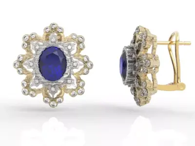 Luxury Vintage Flower Earrings 3D print model