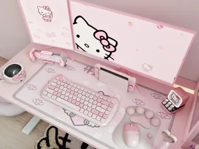 Hello Kitty Bedroom Blender Scene 3D model