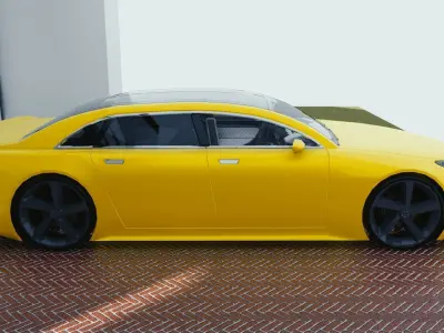 BLENDER EEVEE Brandless Mid Size 4 door sedan Low-poly 3D model