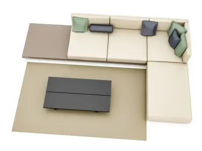 3D model modern sitting group Low-poly 3D model