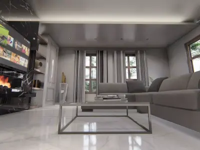 Nero Living Room Interior Design  Free 3D model
