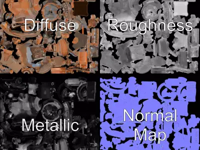 Steampunk Engine Model Pack with Intricate Detailing Low-poly 3D model