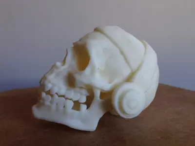 Skull with headphones and headband Free 3D print model