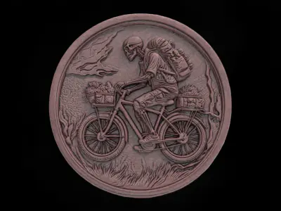 Skeleton Cyclist 3D Model for CNC Bas-Relief and 3D Printing 3D print model