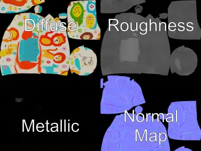 Colorful Animal Print Pillow Model Pack Low-poly 3D model