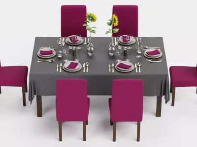 -Restaurant Table FULL V2- 3D model