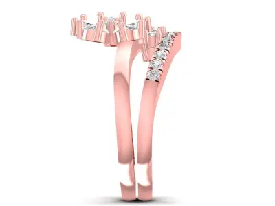 Floral Cluster Diamond Leaf Ring for Women 2639  3D print model