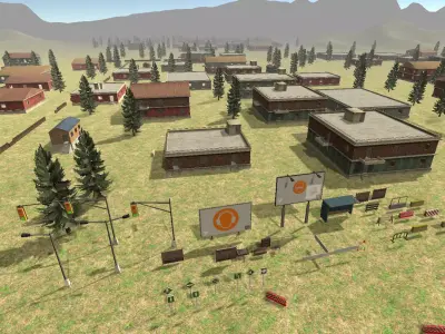 Modular Houses props mega pack mobile ar vr ready Low-poly 3D model