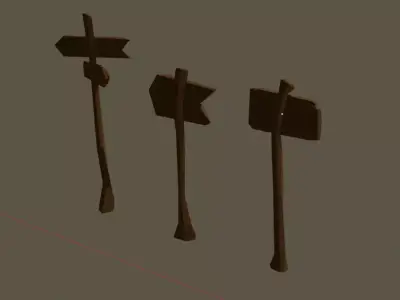 Stylized Wooden Signpost Pack Free low-poly 3D model