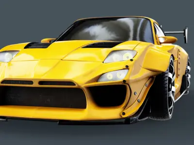 Race Car Mazda RX 7 Low-poly 3D model