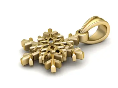 DAIMOND SNOWFLAKE PENDANT 3D PRINTABLE MODEL  3D print model