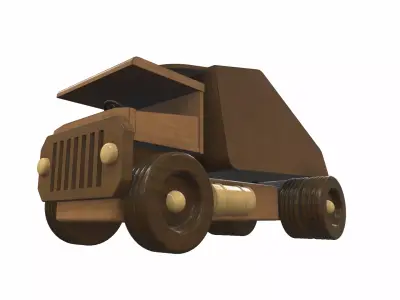 Wooden car toy truck 5 Free 3D model