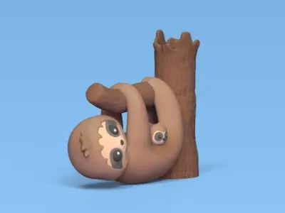 Sloth with Baby 3D print model