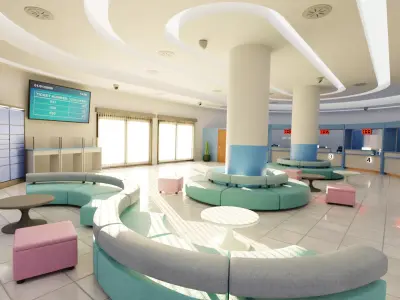 Post Office Interior V4 - Fully Equipped Commercial Environment Low-poly 3D model