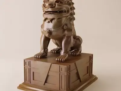 Unicorn bronze statue of chinese lion Free 3D model