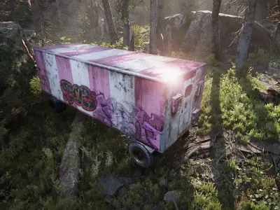 Old trailer Low-poly 3D model