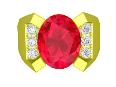 A7614 Luxury Diamond Oval Fashion Men Ring 3D print model