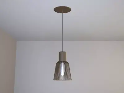 Wooden ceiling lamp model Low-poly 3D model