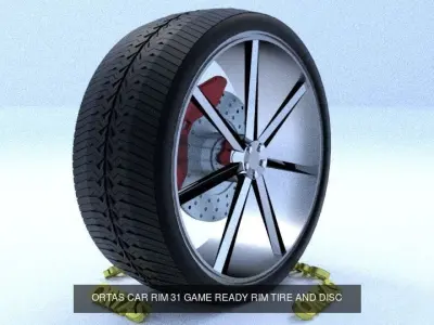 ORTAS CAR RIM 31-32 GAME READY RIM TIRE AND DISC 3D Model Pack