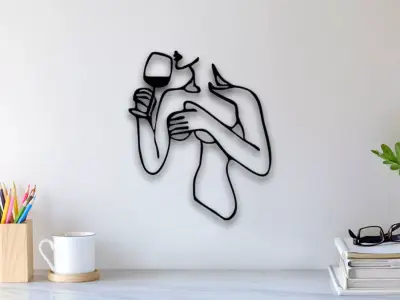 Wine Woman Wall Art 3D print model