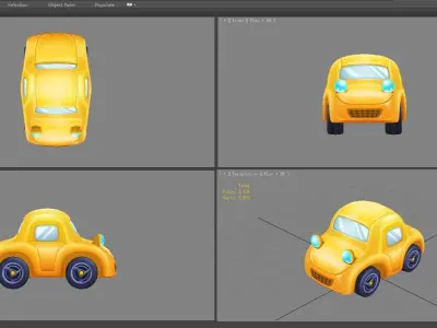 Cartoon yellow toy car Low-poly 3D model