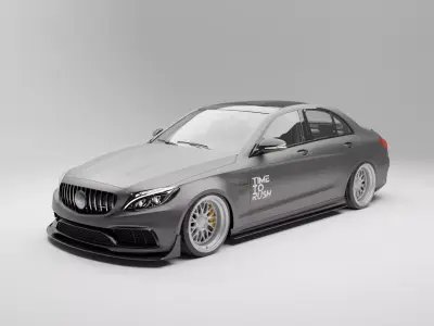 Mercedes C63 with TTR Body Kit Low-poly 3D model