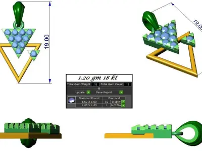 Pendant Earrings combo - 333 3D print model