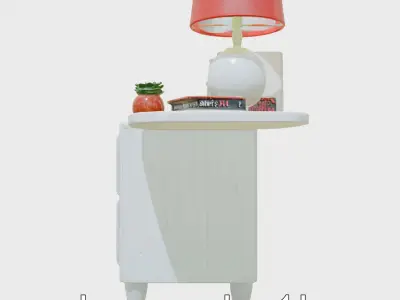 Fun Nightstand with Vibrant Decor Low-poly 3D model