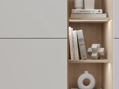 Wardrobe 4 with shelves and bookshelf 3D model