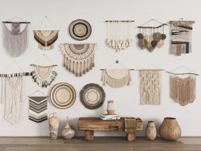 set of Boho and Macrame 3D model
