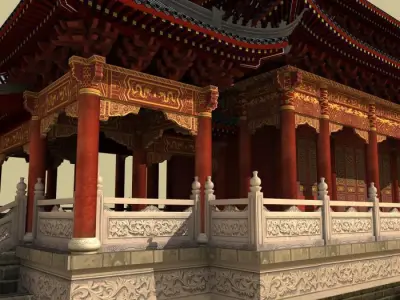 China city gate building 3D model