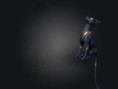 Egyptian Bastet Cat Rigged Low-poly 3D model