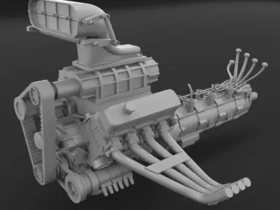 Big Block 460 with Drag Style Supercharger 3D print model